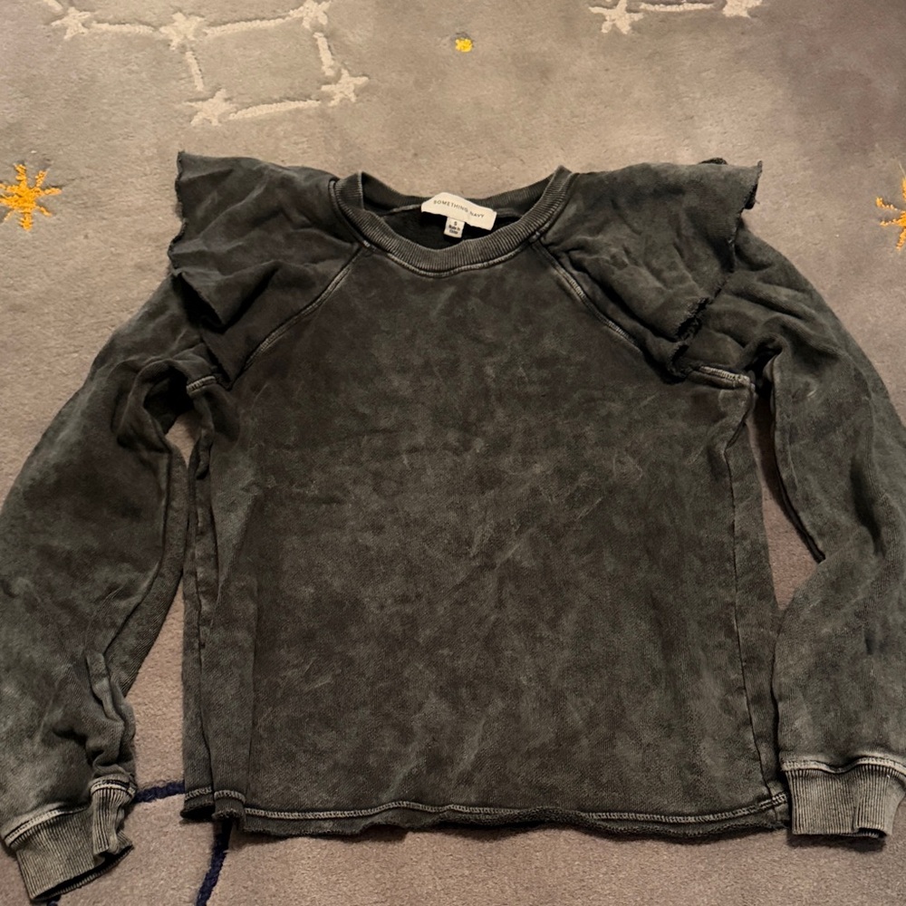 Something Navy Charcoal Long Sleeve Top